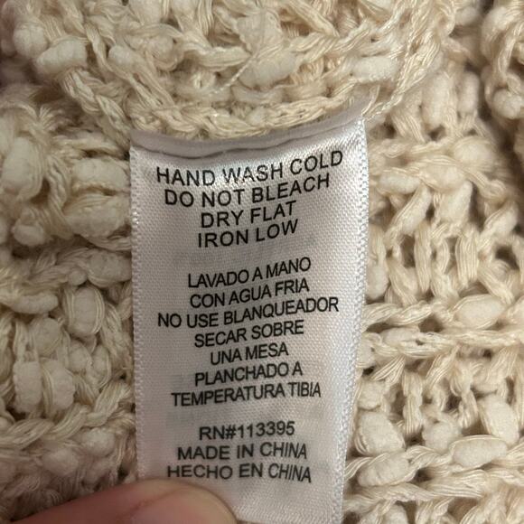 Altar’d State Cream Beige Knit Fringe Tassel Hem Long Sleeve Sweater Size Small - Picture 4 of 6